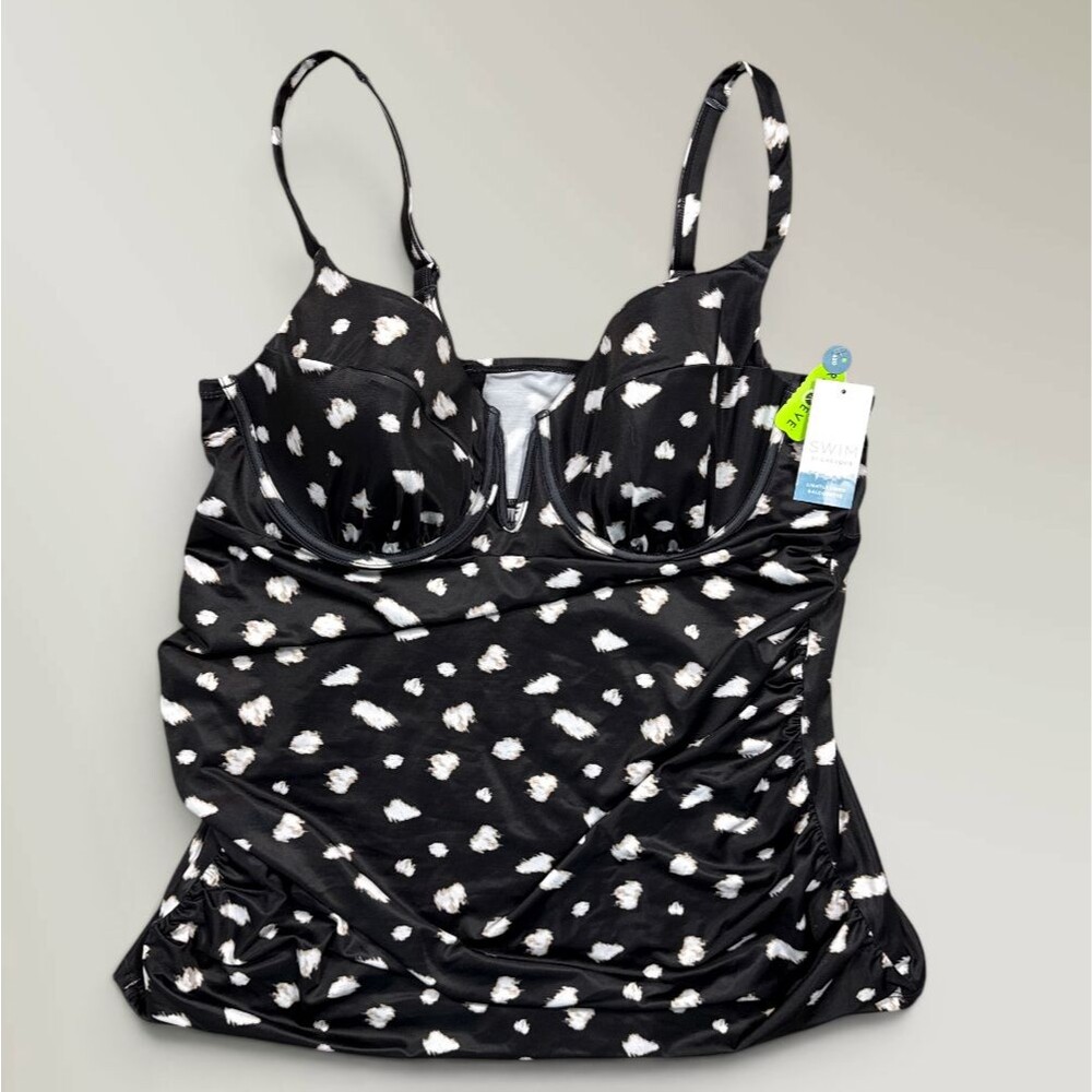 NWT Lane Bryant Swim by Cacique Giraffe Dot Fitted Underwire Tankini Top Sz 42D